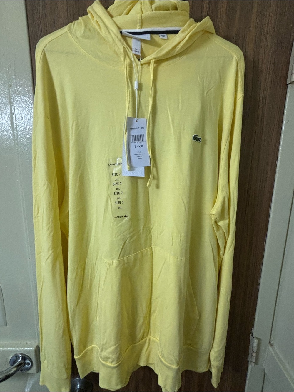 Lacoste Light Yellow Men's Hooded Pullover Sweatshirt